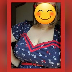 Retro Chic by Torrid Plus Size PinUp Nautical Dress w/ Belt, Size 28W